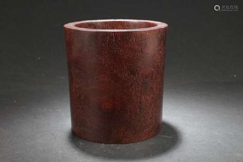 A Plain-style Chinese Hardwooden Brush Pot