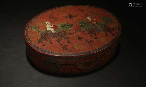 A Chinese Story-telling Fortune Lacquer Box Display