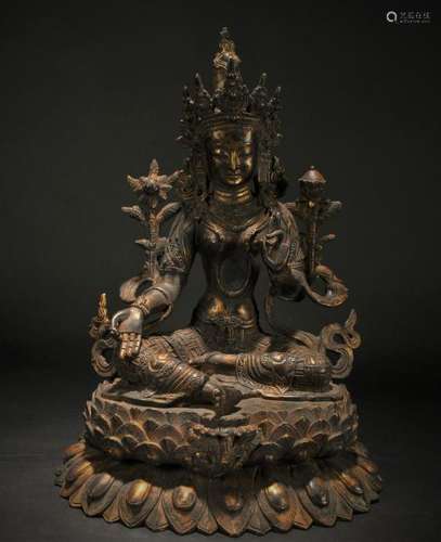 An Estate Chinese Lotus-seated Religious Statue