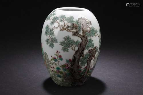 A Flat-opening Chinese Estate Story-telling Estate Jar