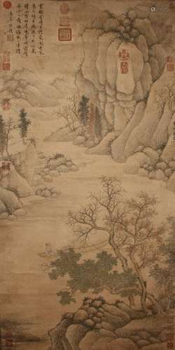 An Estate Chinese Poetry-framing Lake-view Scroll