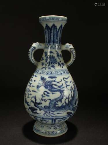 An Estate Chinese Duo-handled Dragon-decorating Blue