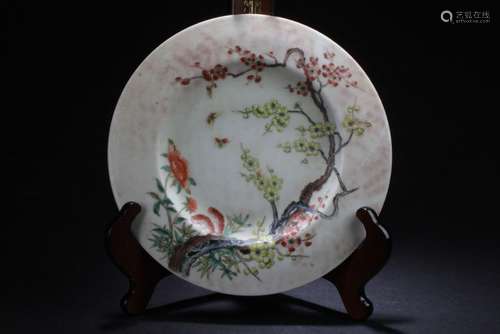 A Chinese Porcelain Nature-sceen Fortune Plate Display