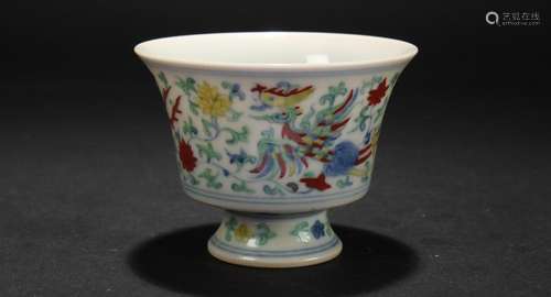 A Chinese Phoenix-fortune Porcelain Cup