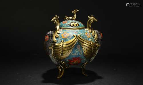 A Chinese Tri-podded Estate Cloisonne Fortune Censer