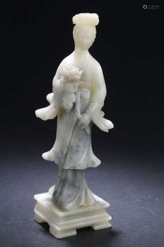 A Chinese Soapstone Guanyin Display Statue