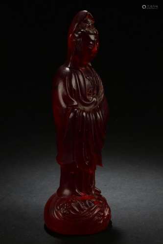 An Estate Chinese Fortune Guanyin Statue Display