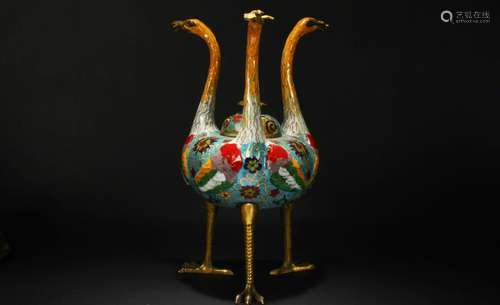 A Myth-beast Chinese Tri-podded Estate Cloisonne Censer