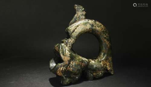 An Estate Chinese Old-jade Curving Display Statue