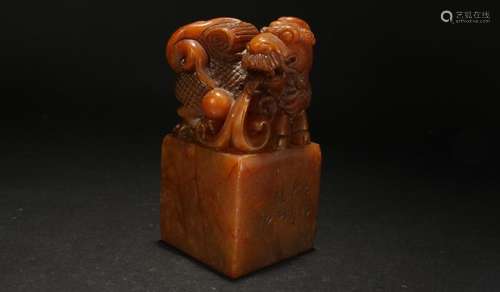 A Chinese Ancient-framing Myth-beast Soapstone Fortune