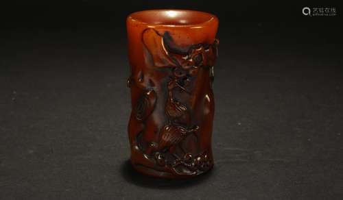 An Estate Story-telling Root-fortune Soapstone Pot