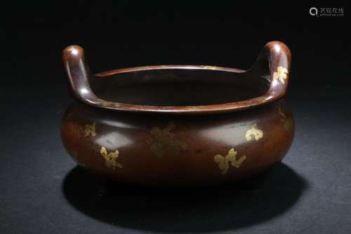 A Gilt-decorating Chinese Estate Copper-made Censer