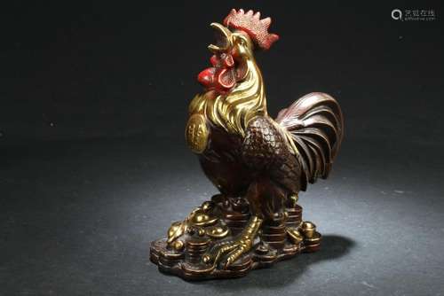 A Chinese Rooster-portrait Estate Statue Display