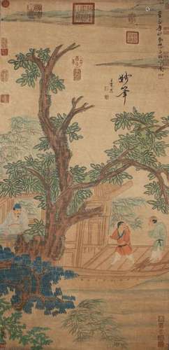 An Estate Chinese Story-telling Fortune Scroll Display