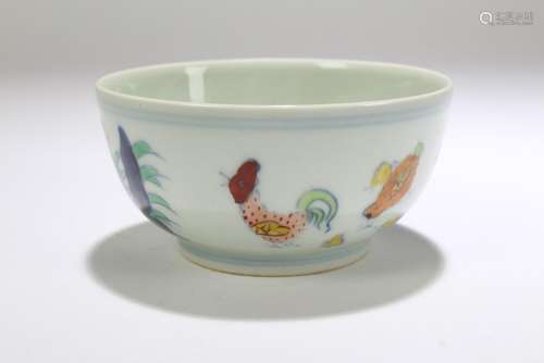 An Estate Chinese Rooster Porcelain Cup