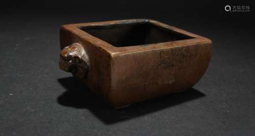 An Estate Chinese Duo-handled Myth-beast Censer