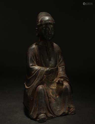 A Chinese Pondering-pose Fortune Buddha Statue