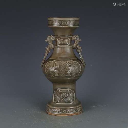 A GREY DOUBLE EAR VASE SONG DYNASTY 10TH/C.