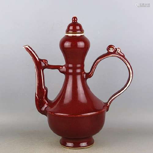 A RED GLAZED TEAPOT MING DYNASTY.