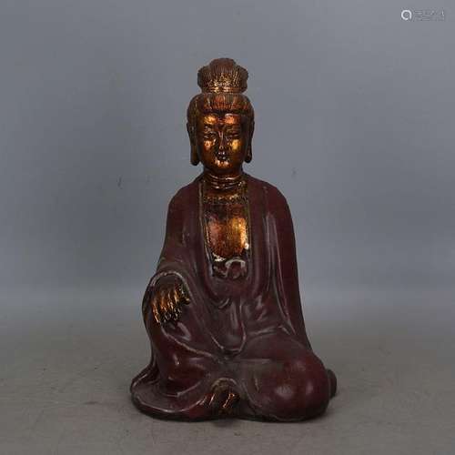 A PORCELAIN GILDED BUDDHA FIGURE QING DYNASTY.