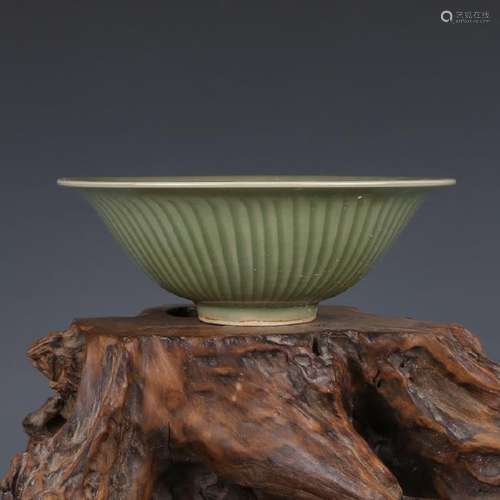 A CELADON LOTUS BOWL MING DYNASTY.