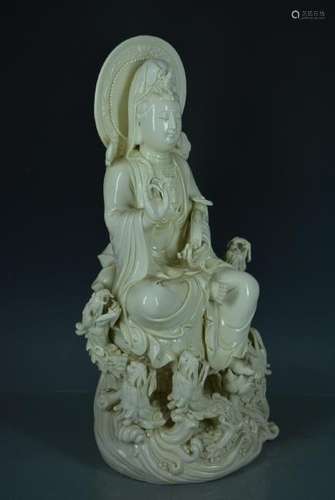 A WHITE PORCELAIN BUDDHA FIGURE MING DYNASTY.