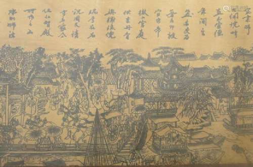 A RARE INK & COLOR EMPIRE PAINTING QING DYNASTY.