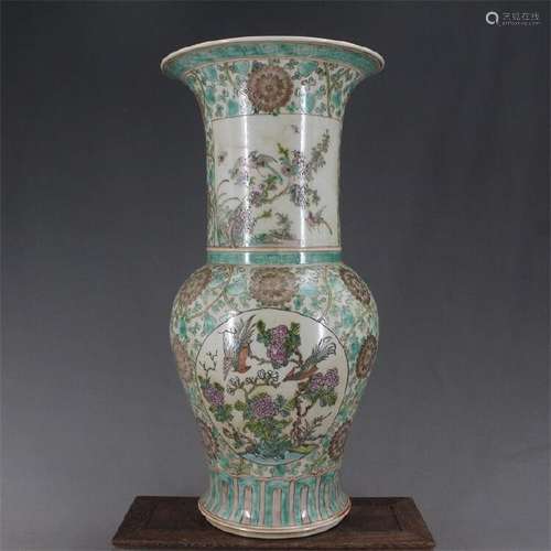 A FAMILLE VERTE VASE KANGXI MARK 16TH/C.