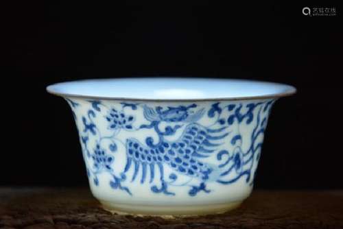 A BLUE & WHITE PHOENIX BOWL CHENGHUA MARK 14TH/C.