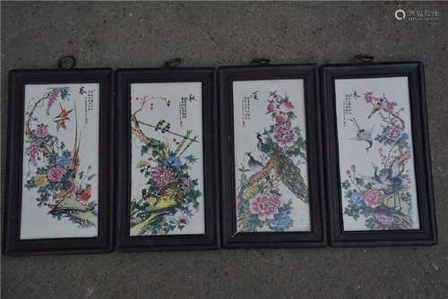 A SET FAMILLE ROSE PORCELAIN PANEL QING DYNASTY.