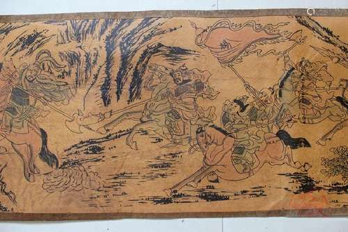 A RARE INK & COLOR WAR PAINTING QING DYNASTY.