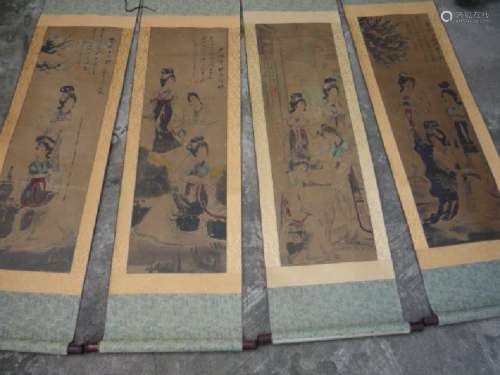 A SET INK & COLOR FAMILLE ROSE PAINTING QING DYNASTY.