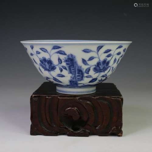 A BLUE & WHITE LOTUS BOWL CHENGHUA MARK 14TH/C.