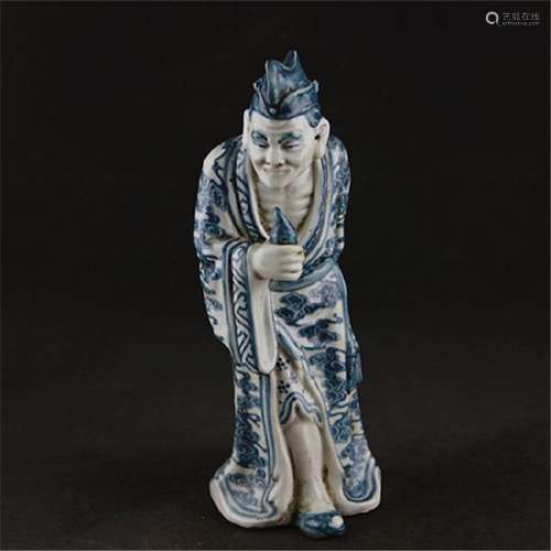 A BLUE & WHITE PORCELAIN BUDDHA FIGURE QING DYNASTY.