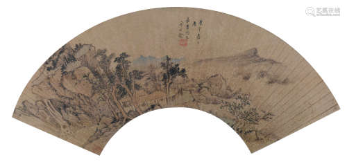 近代 卞文瑜（1576-1655）山水扇面