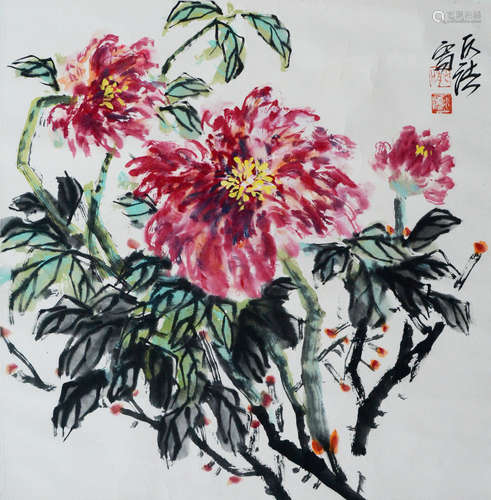 近代 何水法（1946-）  牡丹