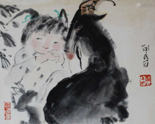 近代 吴永良 （1937-） 牧羊女孩