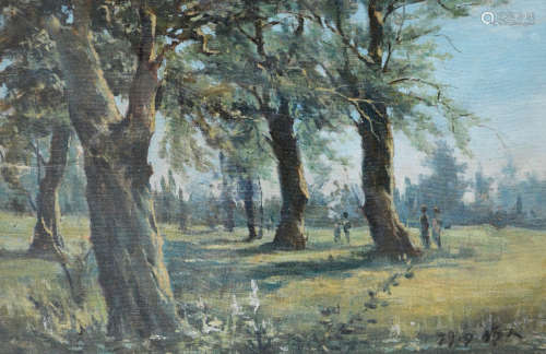 近代 吴作人 （1908-1997）  公园  (油画)