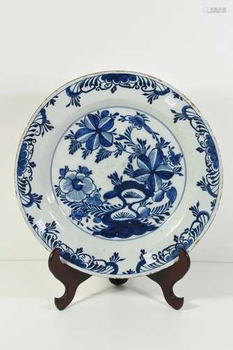 Plat en faïence de Delft 18ème (Ø 35cm)