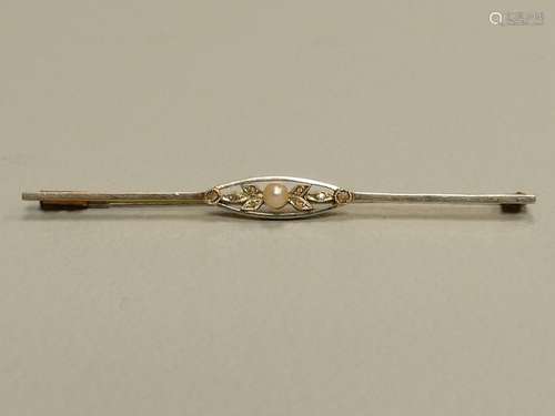 Brochette barrette en or 18 carats sertie d'une pe…