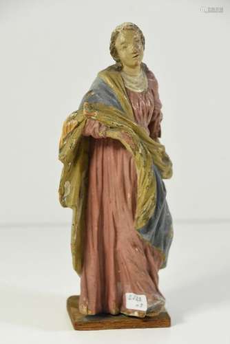 Statuette de Sainte en bois sculpté (H:21cm)