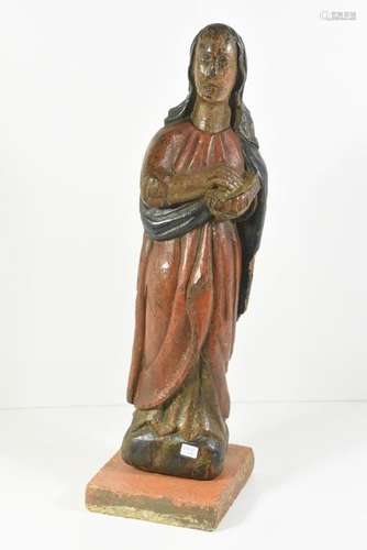 Sainte en bois sculpté ancienne (Ht.48cm)