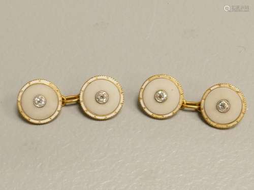 Paire de boutons de manchettes 1900 en or jaune 18…