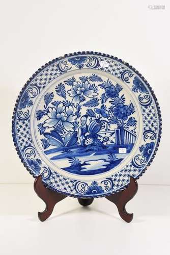 Plat en faïence de Delft 18ème (Ø 34cm)