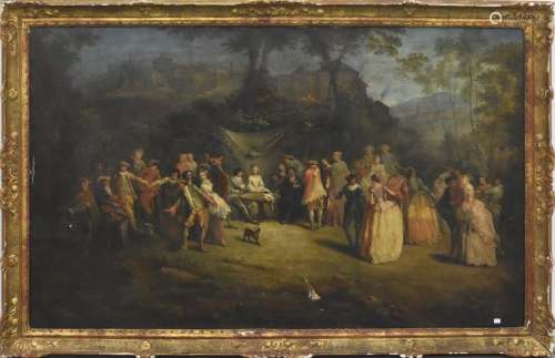 Huile sur toile, entourage de Watteau (un coup) 85…