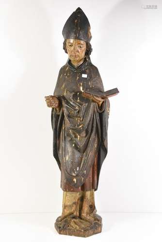 Saint en bois polychrome (H:83cm)