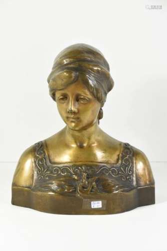 Buste de femme en bronze signé Chaböck (Ht.30cm)