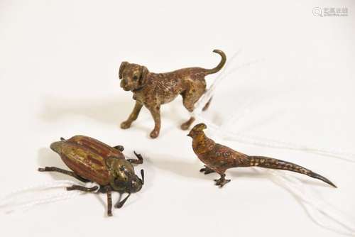 Lot de trois bronzes de Vienne animaliers polychro…