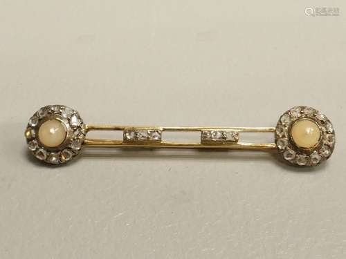 Barrette en or, perles et diamants