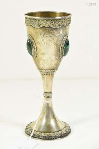 Coupe Juive en argent et malachite (H:17cm)